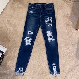AE womens ripped patched jeans. size 6